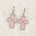 Women's cross crystal earrings with dripping oil treatment in white, black, and silver colour variations