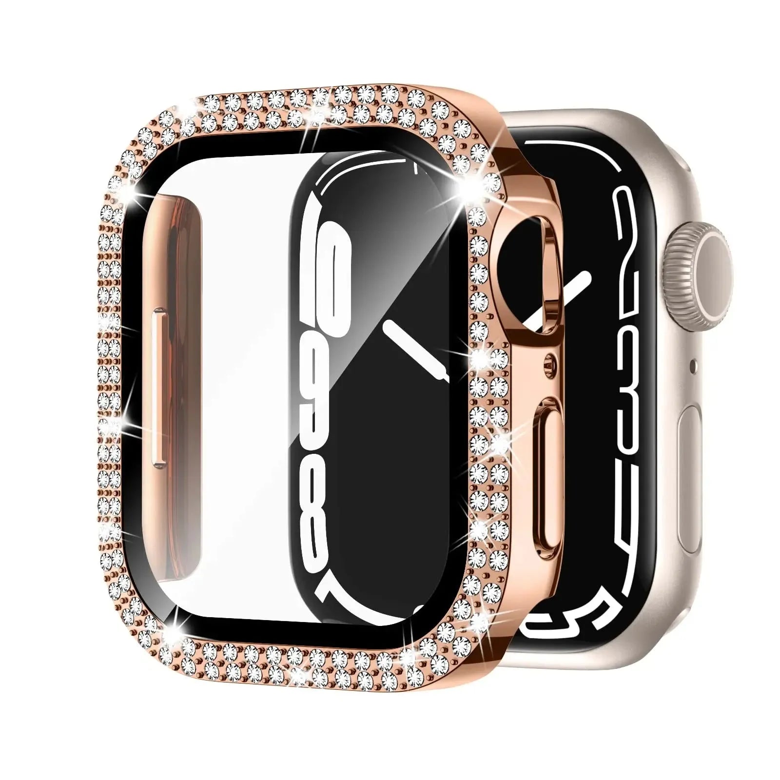 Apple Watch case with double diamond glass peep-proof screen protector in multiple colour options