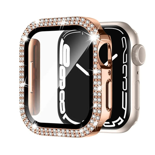 Apple Watch case with double diamond glass peep-proof screen protector in multiple colour options