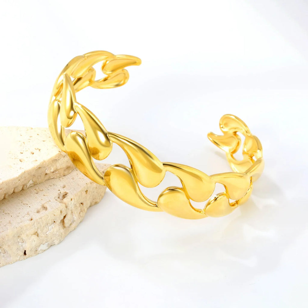 Women's stainless steel bracelet with European styling in gold and silver tone options