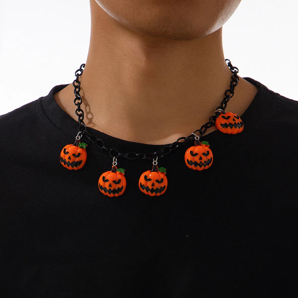 Halloween ghost pumpkin necklace with cartoon pendant in mixed colour 06705