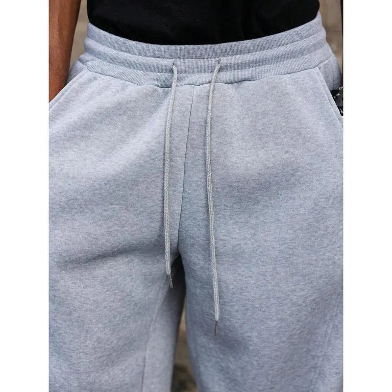 Men's straight leg high waist casual trousers in bamboo fibre and rabbit fur fabric.