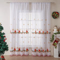Pair of American-style Christmas curtains with snowflake embroidery on polyester fabric