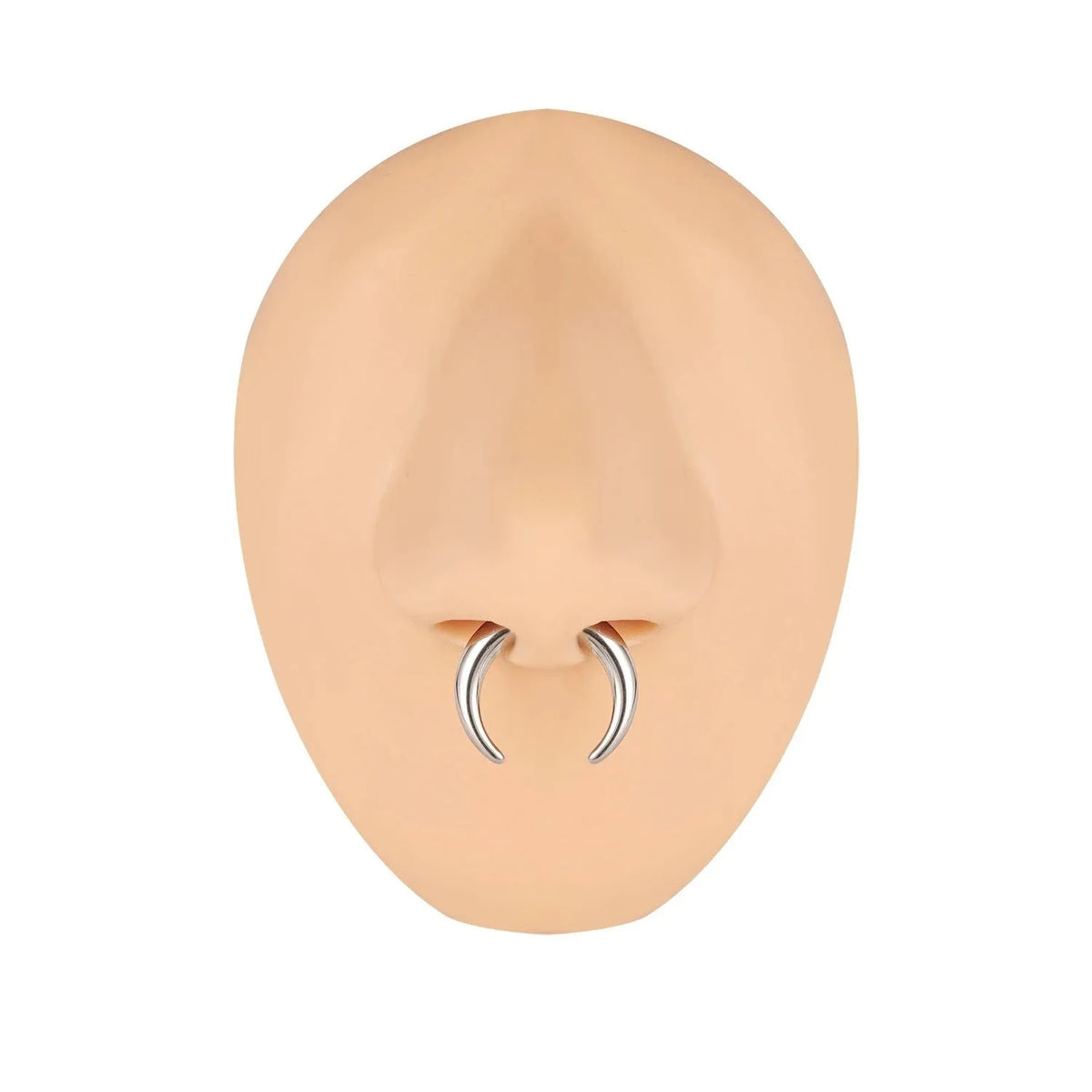 316 stainless steel geometric C-shaped nose ring with buffalo horn design in black and steel colour options.