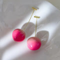 Acrylic peach fruit earrings in small or large peach styles with copper posts