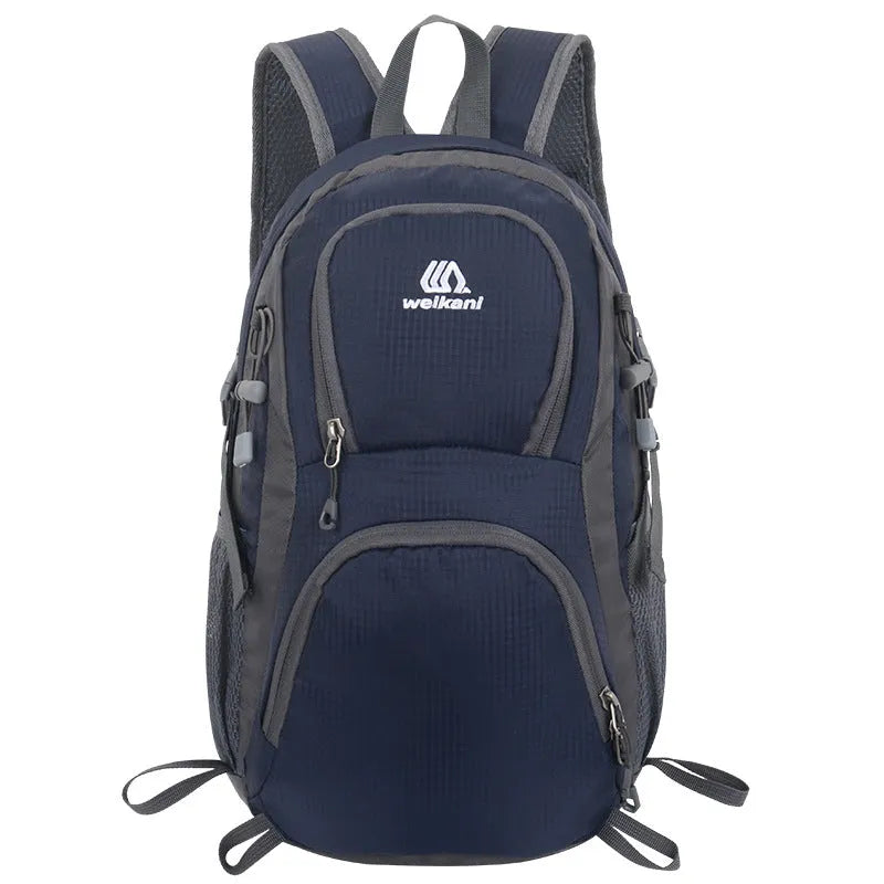 Black Oxford cloth 20-litre multi-functional backpack with air pillow belt straps for outdoor sports.