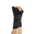 Carbon fibre sports wrist guard with thumb strap in black with grey edging