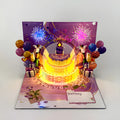 3D musical greeting card with light-up cake decoration in Chinese ink style