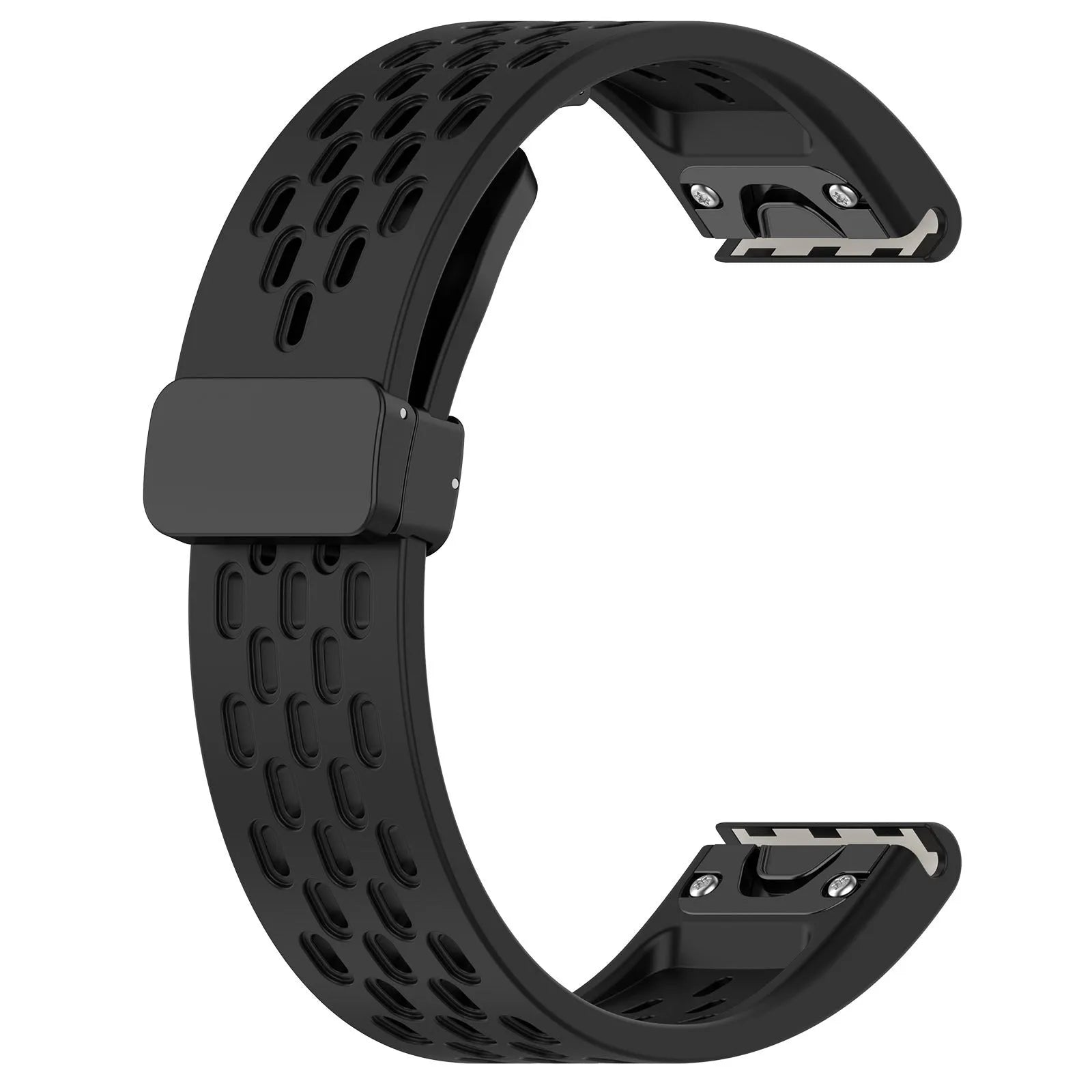 Garmin Fenix quick release replacement watch strap in multiple colours with included screwdriver tool on a white background.