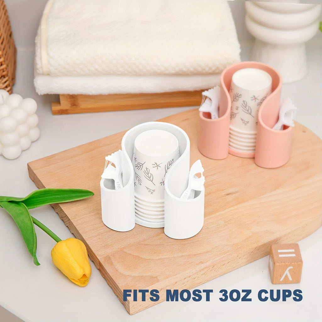 Modern solid colour plastic cotton box for storing dental floss or cotton pads.