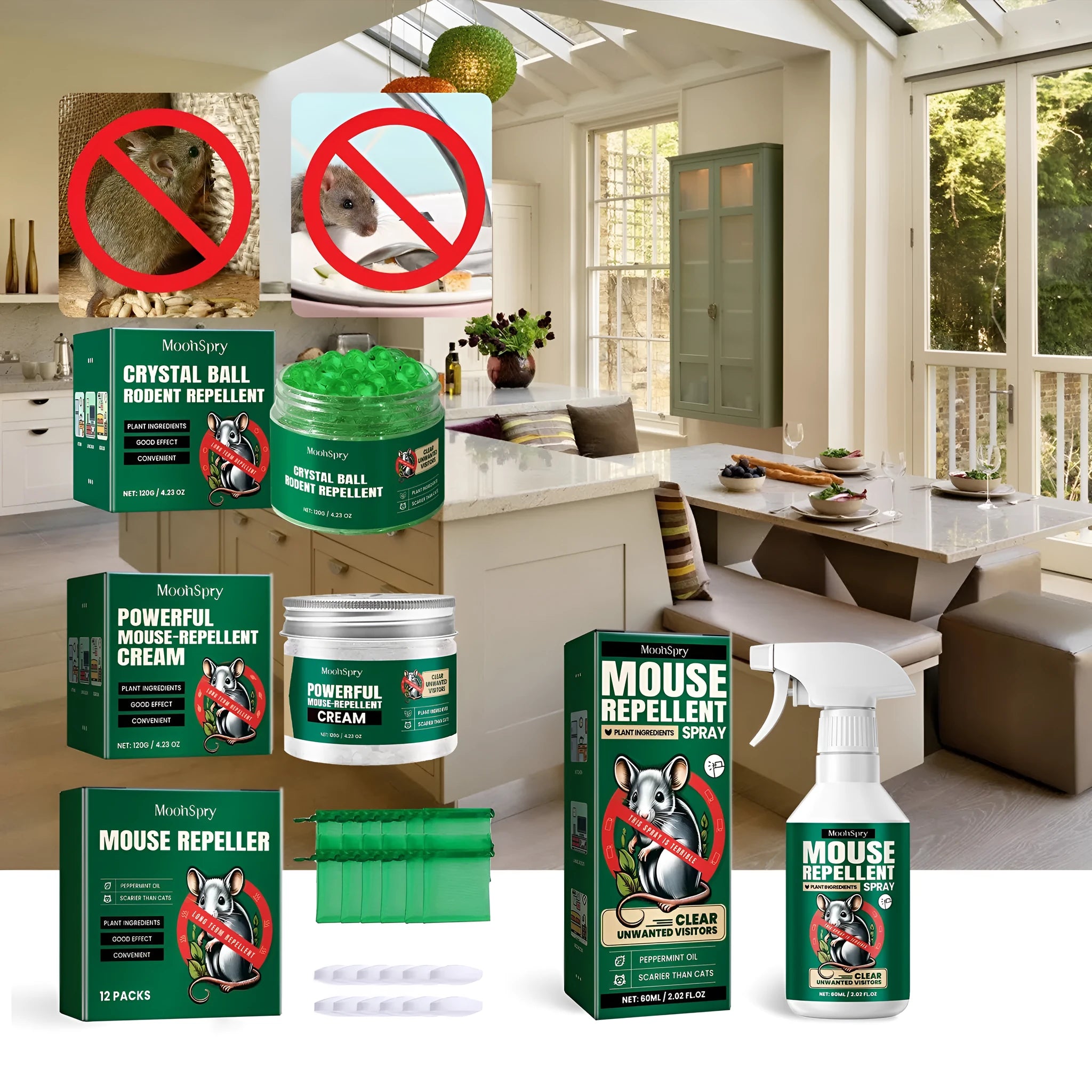60ml natural rat repellent spray bottle with clove, peppermint, camphor and chili essential oils