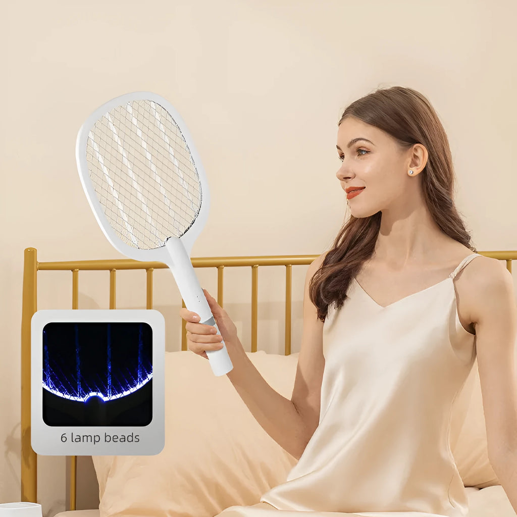 Rechargeable electric mosquito swatter with USB port and ABS plastic housing