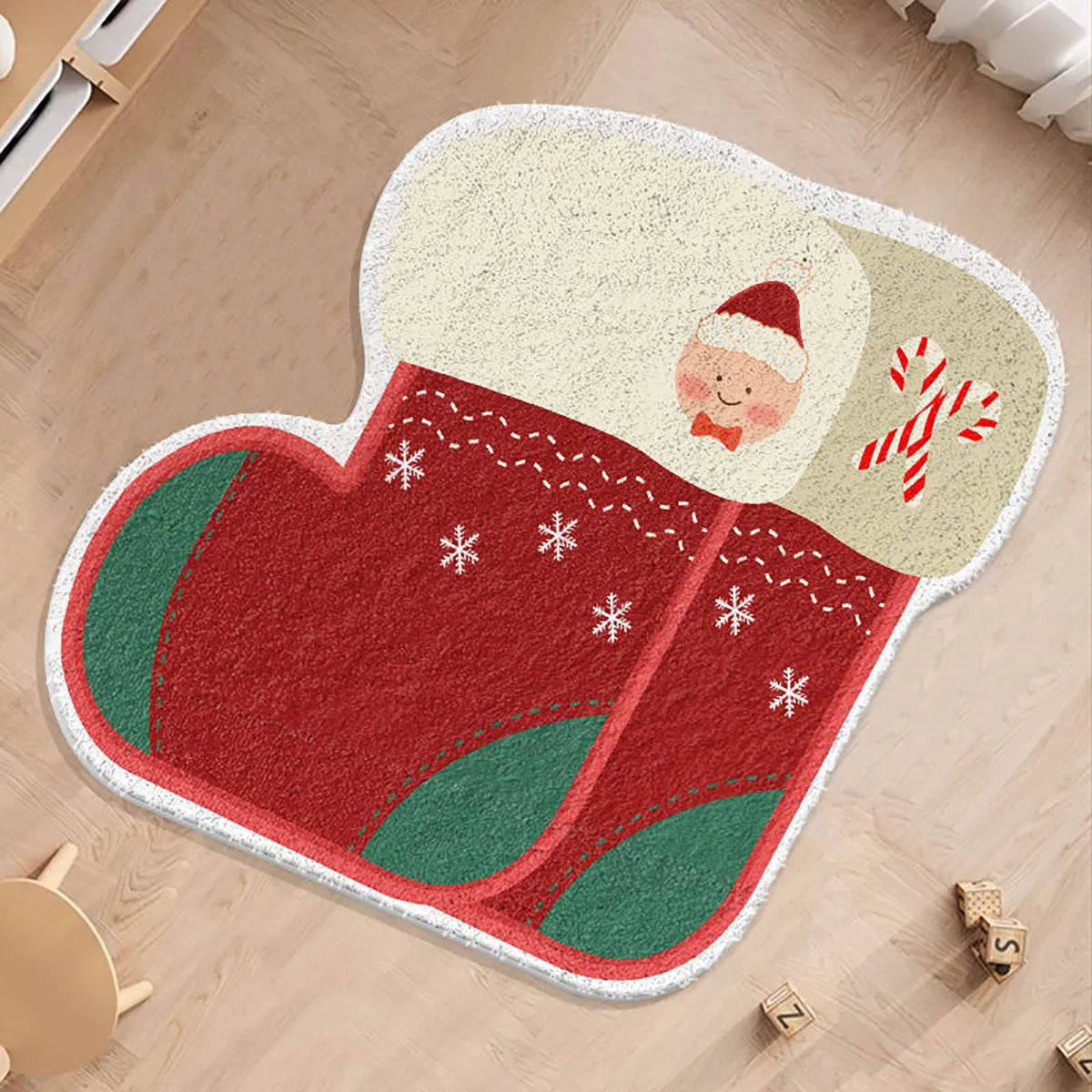 Alien-shaped round Christmas carpet in imitation cashmere with Christmas colour patterns