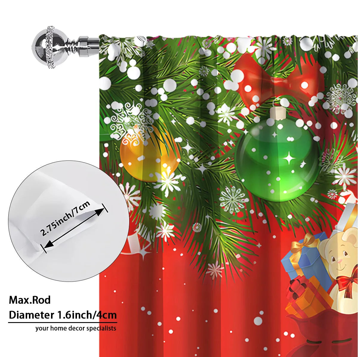 3D digital printed Christmas curtains in European colour designs with high sunshade function