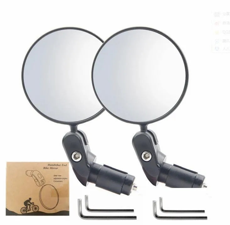 Black foldable convex rearview mirror with 7cm diameter reflector shown on a white background.