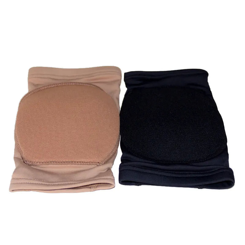 Black and skin colour ballet dance knee pads for yoga and exercise in five sizes from XS to XL