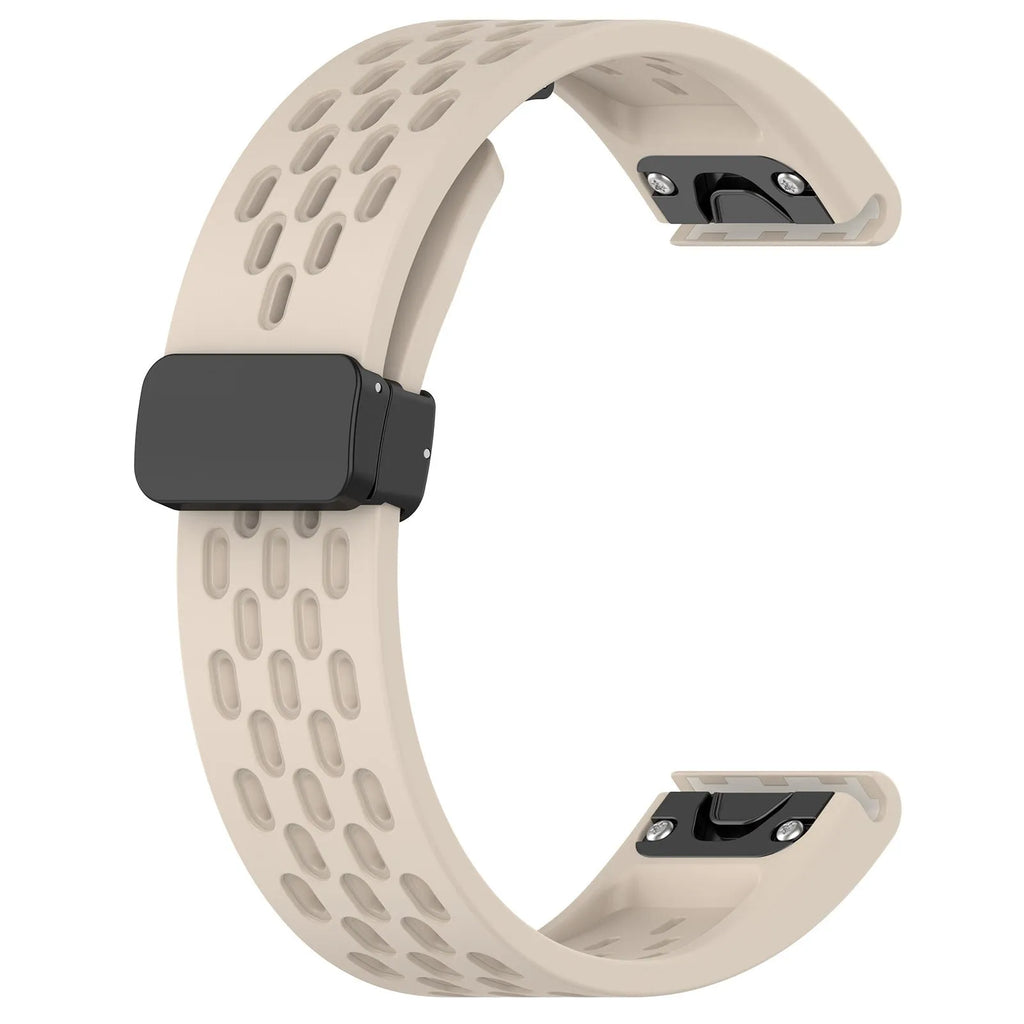 Garmin Fenix quick release replacement watch strap in multiple colours with included screwdriver tool on a white background.