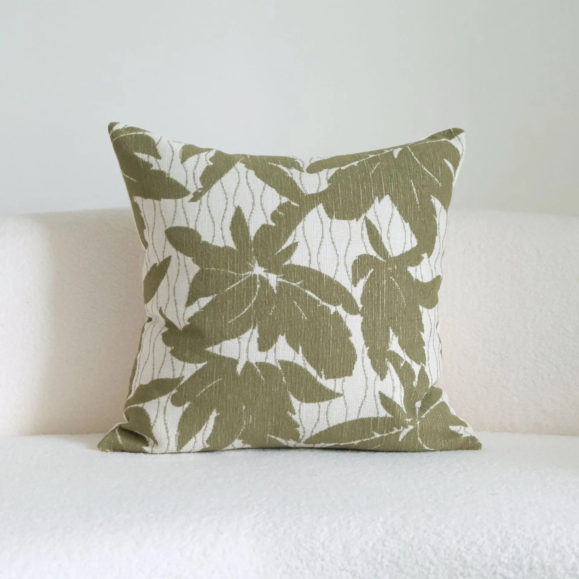 Green cotton linen hotel sample pillow with tassel decoration and silk floss filling