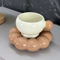Ceramic coffee cup and saucer set in Nordic style with 250ml capacity, shown in pea green colour