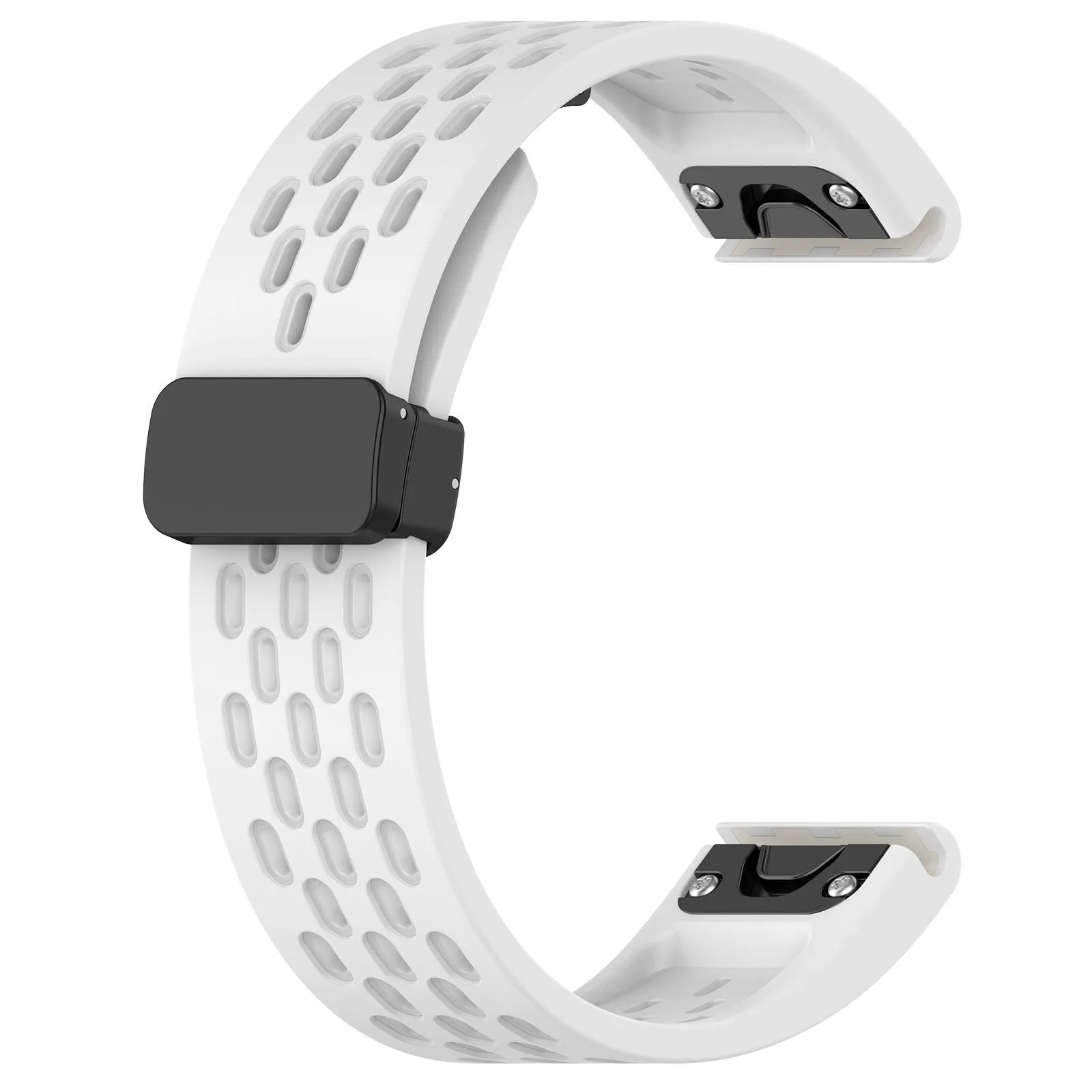 Garmin Fenix quick release replacement watch strap in multiple colours with included screwdriver tool on a white background.