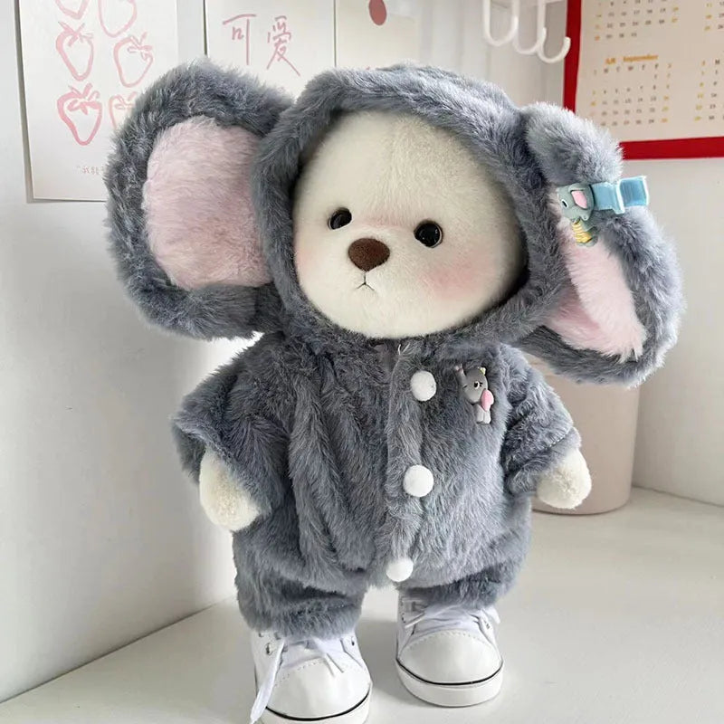 Grey elephant jumpsuit plush suit for 30cm Lina bear doll clothing