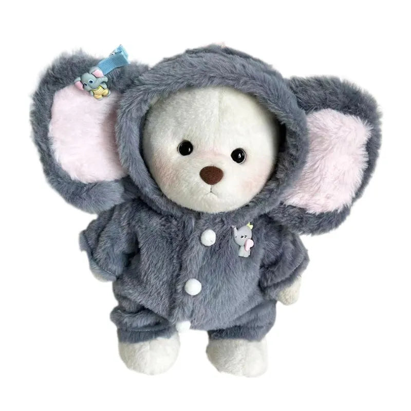 Grey elephant jumpsuit plush suit for 30cm Lina bear doll clothing