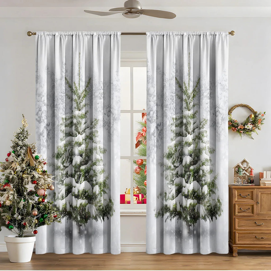 3D digital printed Christmas curtains in European colour designs with high sunshade function