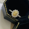 925 sterling silver oval diamond ring in yellow or pink with flower shape, unisex sizes 5 to 9