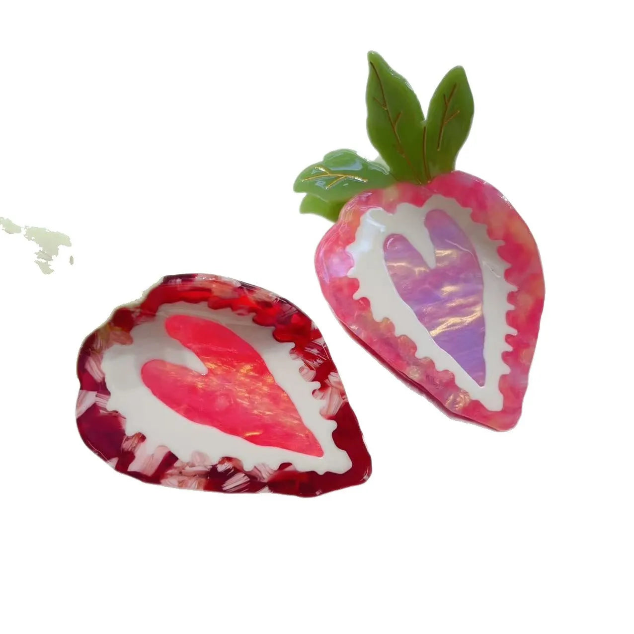 Strawberry-themed pastoral style hairpin for girls in red or pink colour options