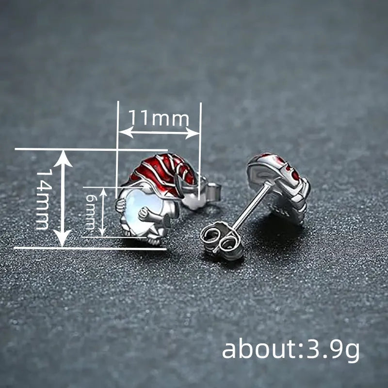 Women's Christmas heart earrings with Santa Claus design in white gold plating