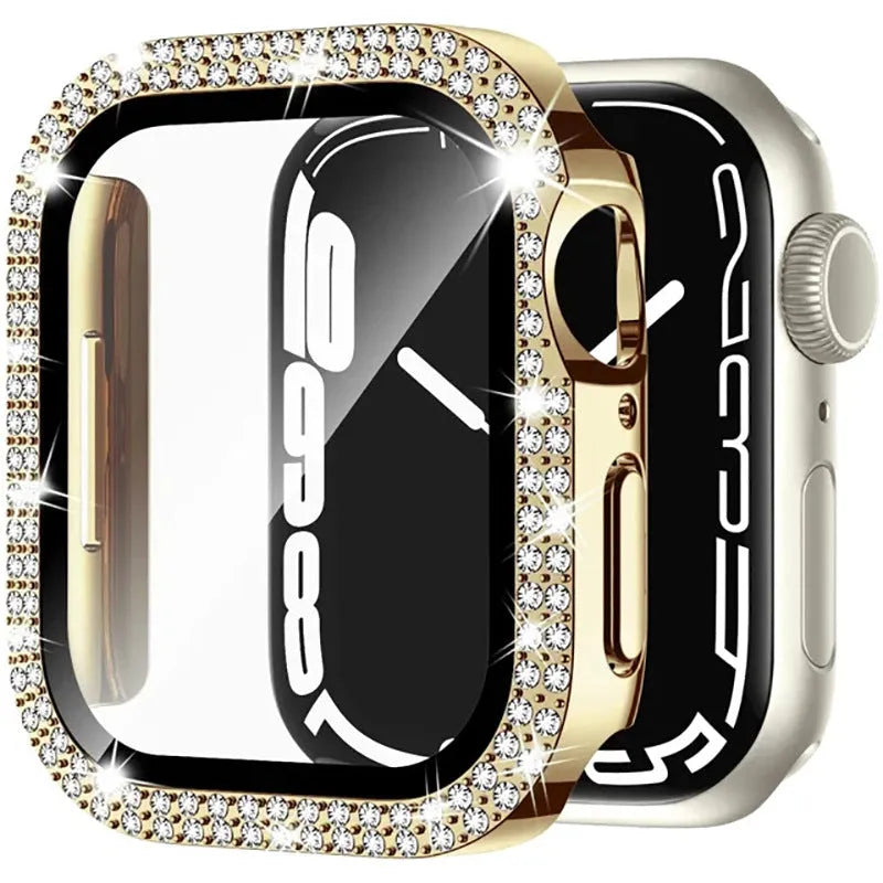 Apple Watch case with double diamond glass peep-proof screen protector in multiple colour options