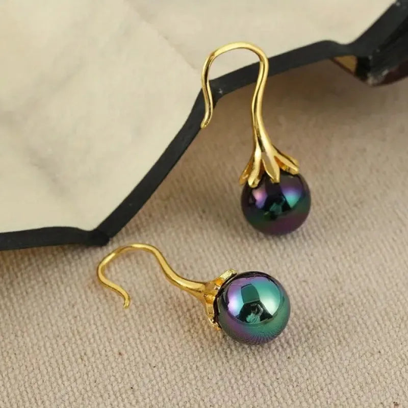 Women's retro fashion electroplated alloy earrings with imitation gold colour finish