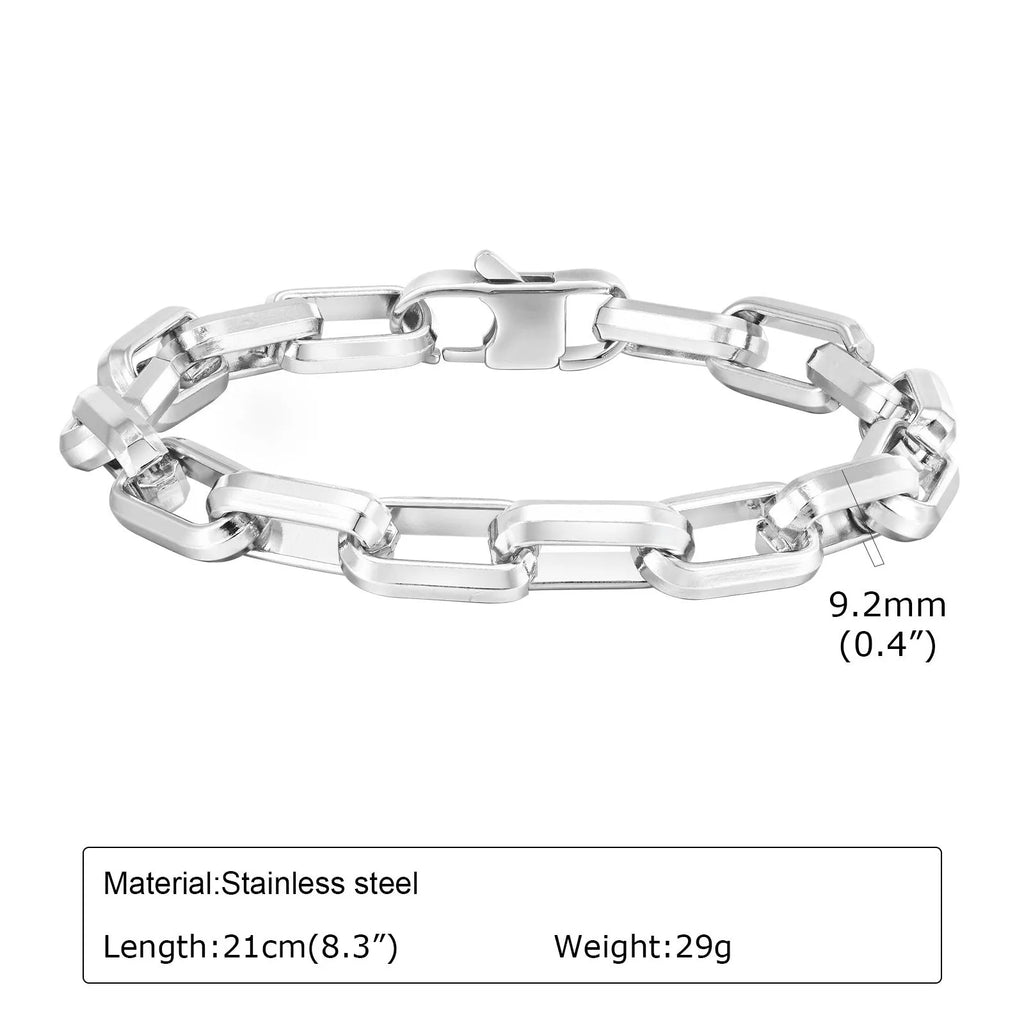Men's titanium steel square chain bracelet in gold colour with simple design