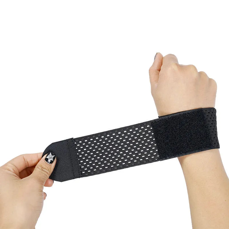 High elastic breathable athletic wrist guard in pink, black, and grey colour options.