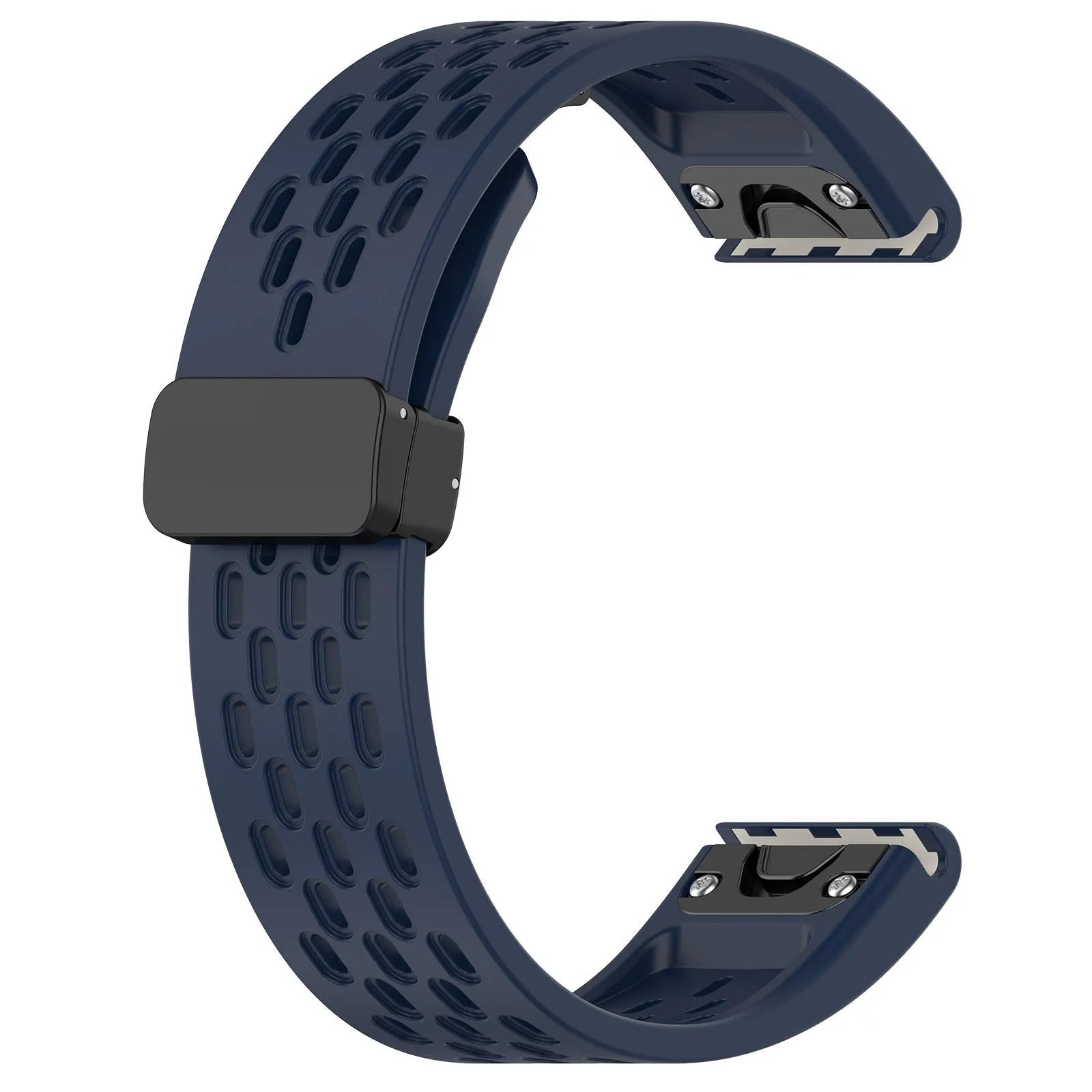 Garmin Fenix quick release replacement watch strap in multiple colours with included screwdriver tool on a white background.