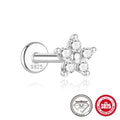 Platinum plated S925 sterling silver geometric petal stud earrings with debris-style designs