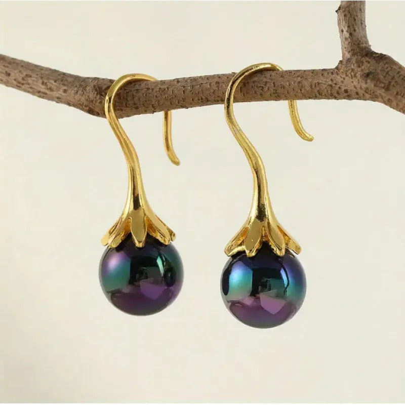 Women's retro fashion electroplated alloy earrings with imitation gold colour finish