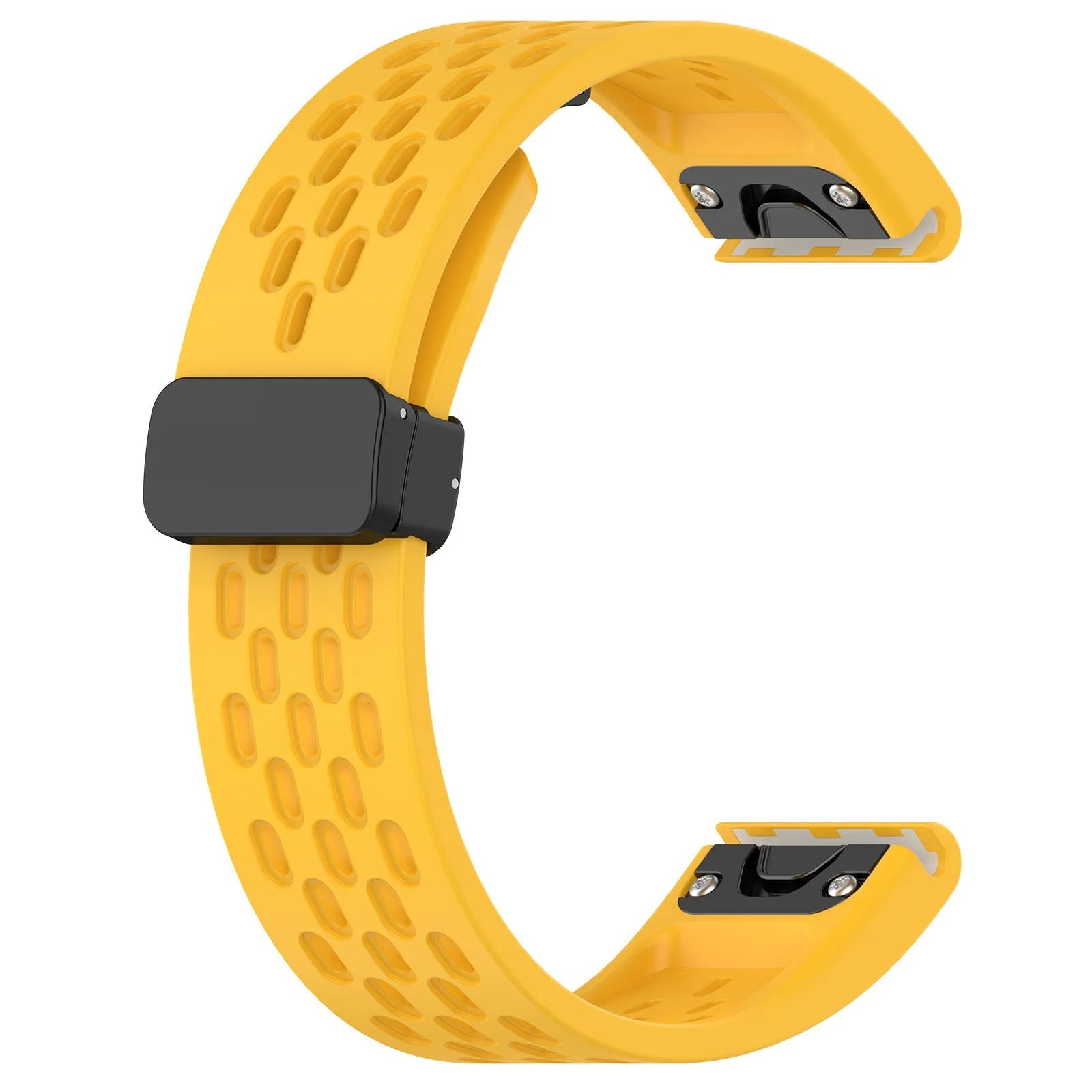 Garmin Fenix quick release replacement watch strap in multiple colours with included screwdriver tool on a white background.