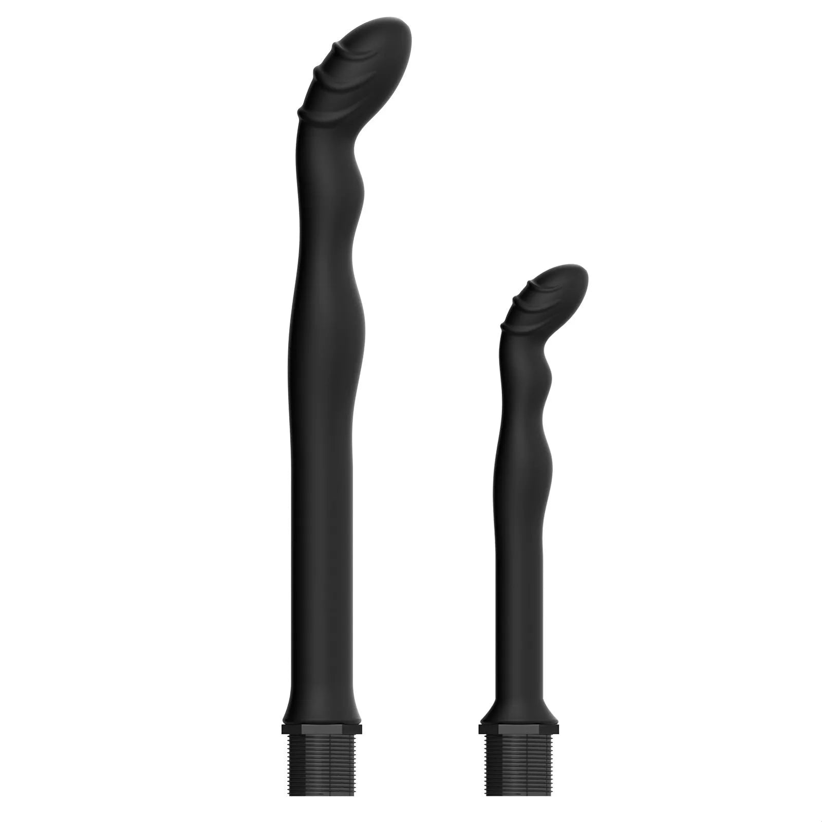 Black silicone hosepipe flusher with enema unit in large and small size options