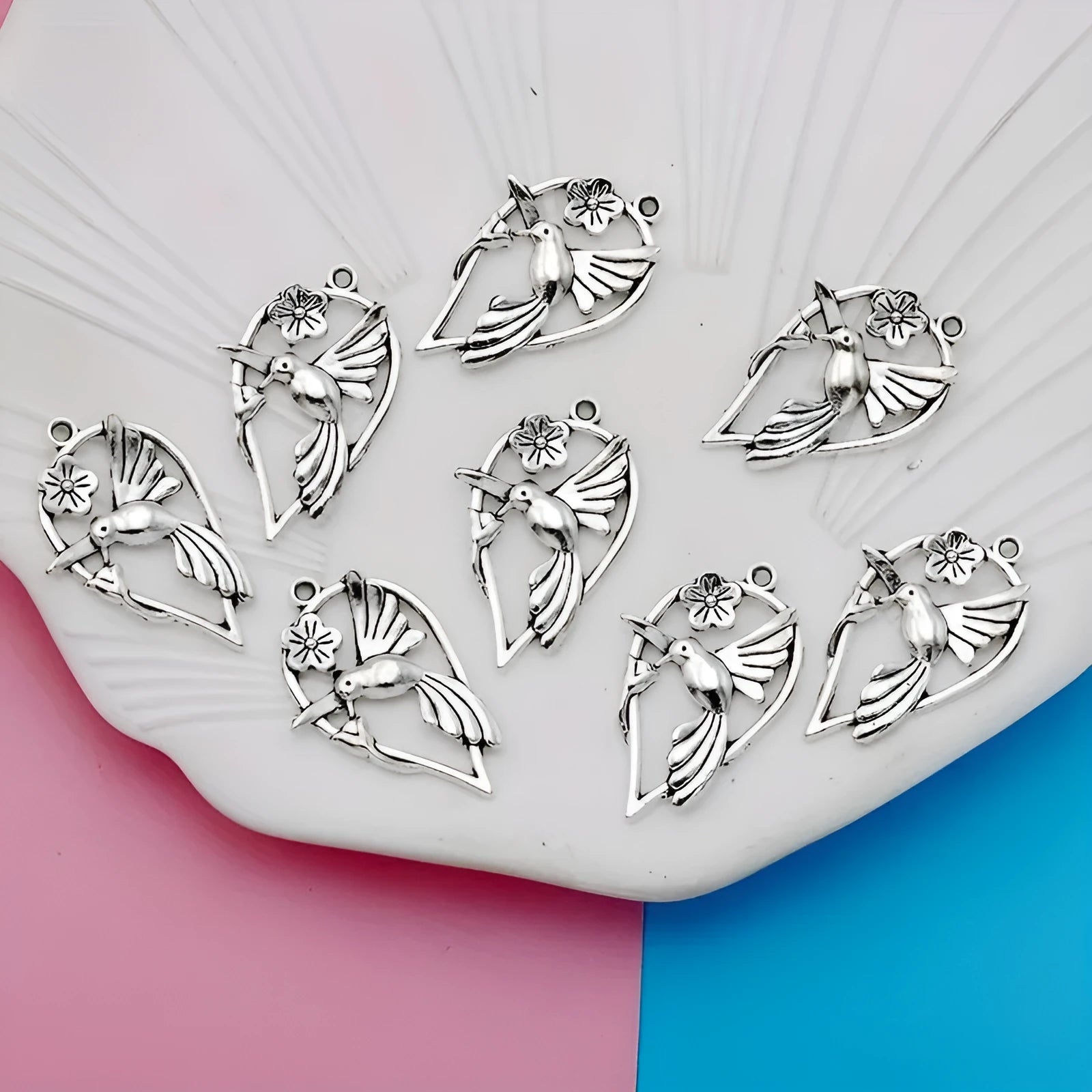 Alloy magpie pattern pendant with electroplated P234 finish for DIY jewellery making