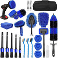 26-piece car wash brush kit with PP construction brushes for automotive cleaning
