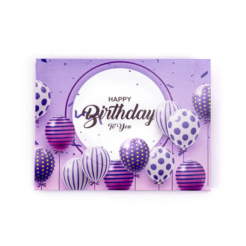 3D musical greeting card with light-up cake decoration in Chinese ink style