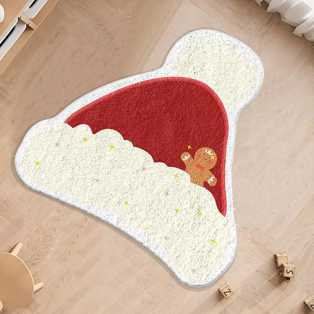 Alien-shaped round Christmas carpet in imitation cashmere with Christmas colour patterns