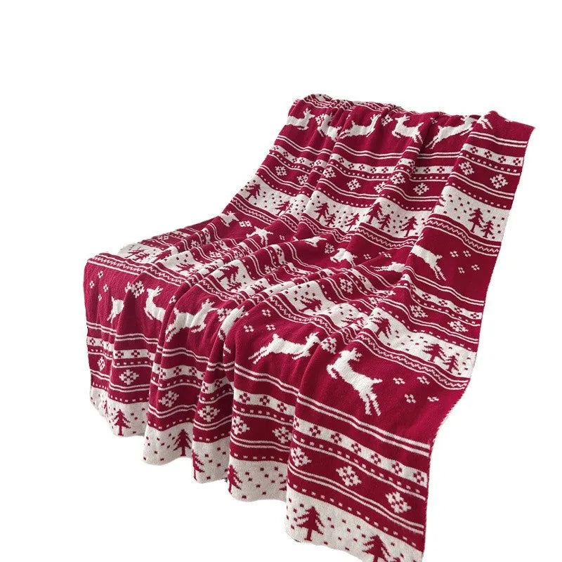 Personalised Christmas acrylic blanket with cartoon snowflake or reindeer design in soft fabric