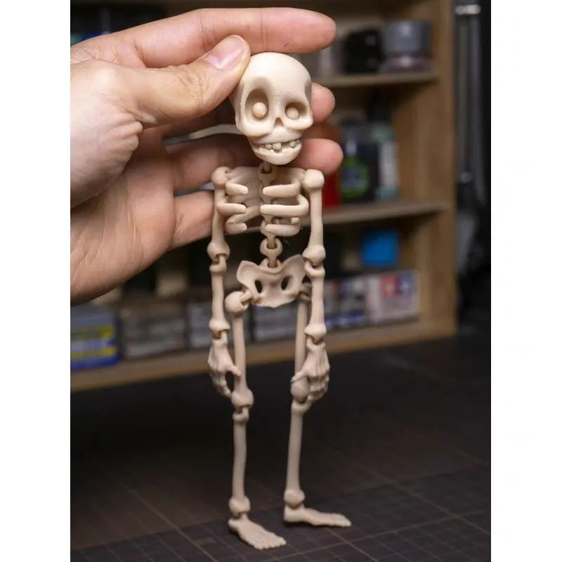 3D printed white skull refrigerator magnet showing detailed design and 18cm height