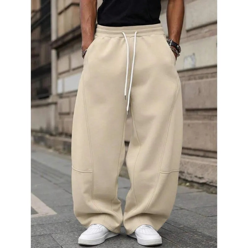 Men's straight leg high waist casual trousers in bamboo fibre and rabbit fur fabric.
