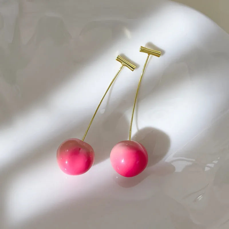 Acrylic peach fruit earrings in small or large peach styles with copper posts