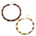 Women's exaggerated multi-layer wooden necklace and matching bracelet jewellery set