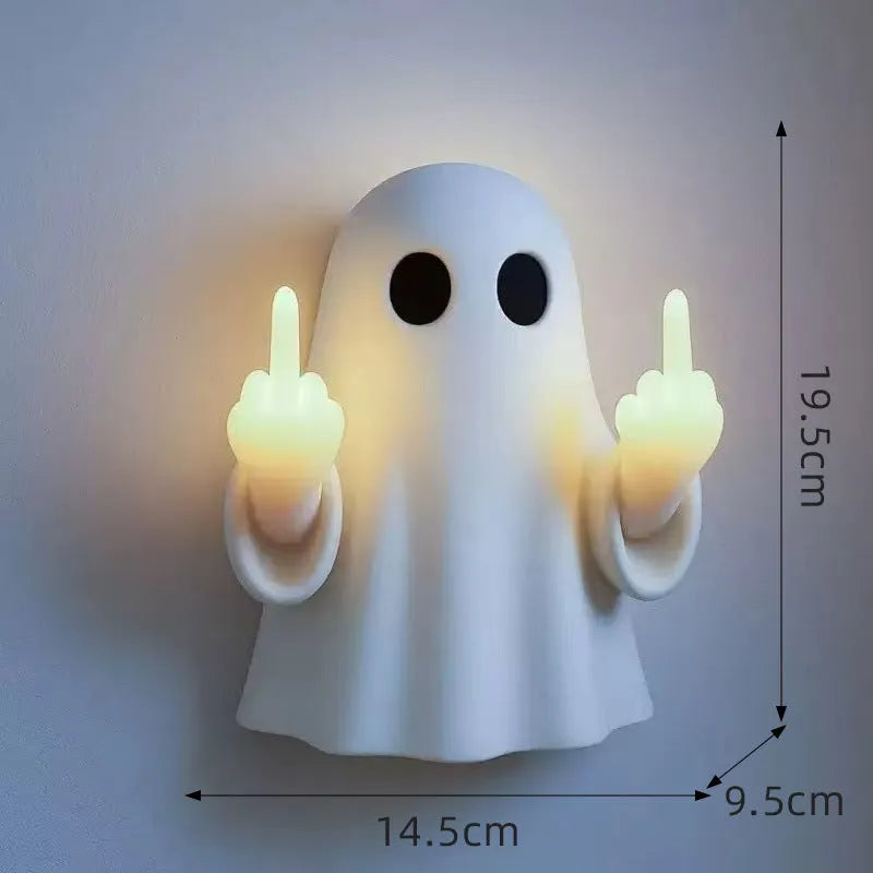 White ghost statue night lamp with Halloween decoration and battery light