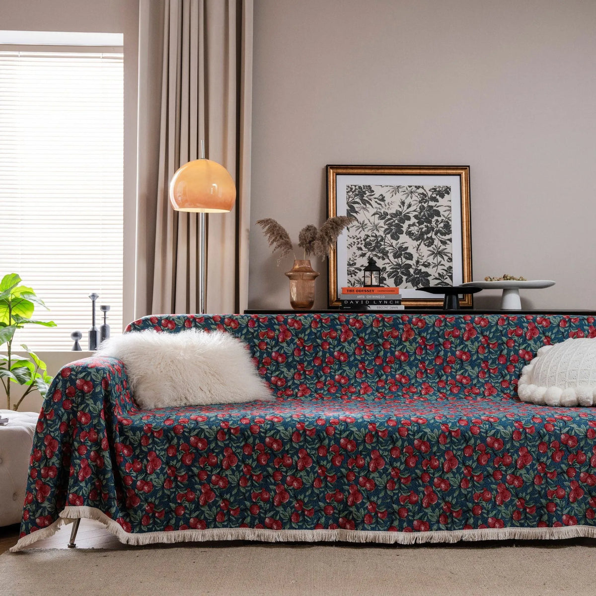 American country style jacquard floral pattern sofa cover in polyester cotton on a sofa